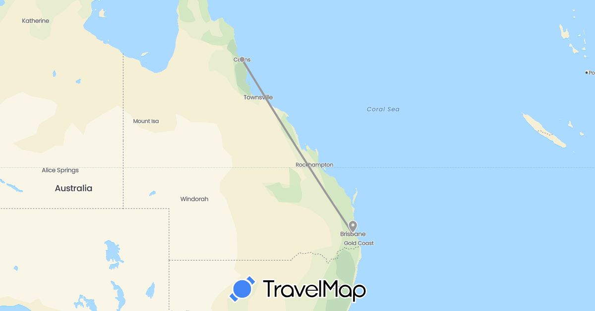 TravelMap itinerary: driving, plane in Australia (Oceania)